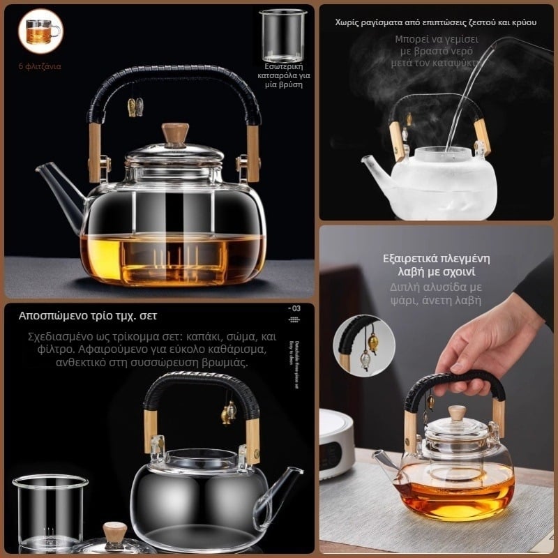 Γυάλινο τσαγιέρα για τσάι, με υψηλή αντοχή στη θερμοκρασία, χωρητικότητα 4 L και άνω, 380V / 1000W, έλεγχο τύπου υπολογιστή