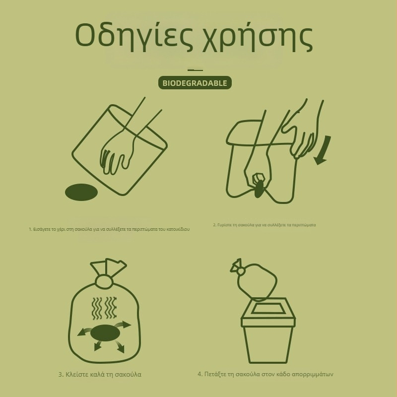 Βιοδιασπώμενες σακούλες σκύλων για κόπρανα με εργαλείο συλλογής, σακούλες αποβλήτων κατοικίδιων σε ρολό PE