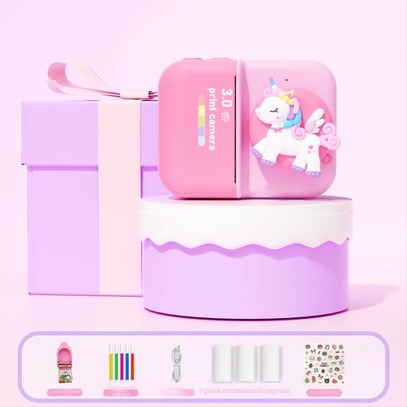 D8s Παιδική Κάμερα Polaroid για Εκτύπωση με Εμπρός και Πίσω Διπλές Κάμερες, 2,0-ίντσών LCD, Αποθήκευση TF, Θερμικός Εκτυπωτής