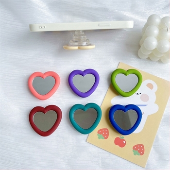 Σιλικόνης σε σχήμα καρδιάς με καθρέφτη, βάση γραφείου, snap-on, παγκόσμια συμβατότητα με κινητά, μοντέλο 01