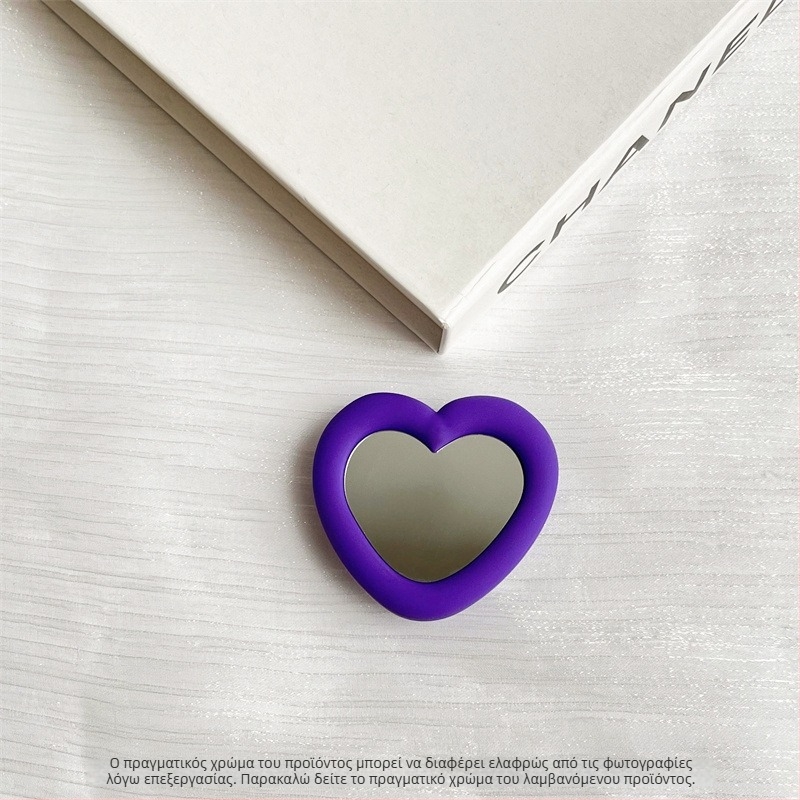 Σιλικόνης σε σχήμα καρδιάς με καθρέφτη, βάση γραφείου, snap-on, παγκόσμια συμβατότητα με κινητά, μοντέλο 01