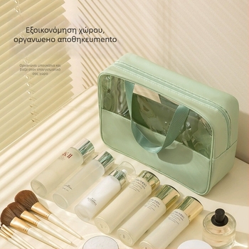 Διαφανής πολυλειτουργική τσάντα μακιγιάζ με λογότυπο, μεγάλη χωρητικότητα, εξαιρετικά ελαφριά, PVC υλικό, φερμουάρ
