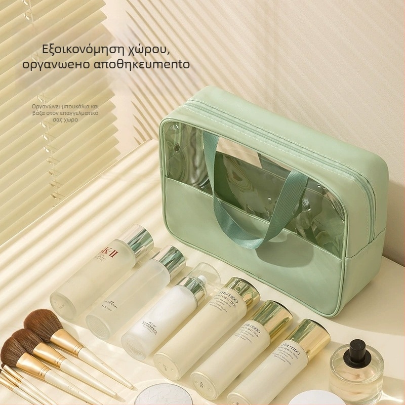 Διαφανής πολυλειτουργική τσάντα μακιγιάζ με λογότυπο, μεγάλη χωρητικότητα, εξαιρετικά ελαφριά, PVC υλικό, φερμουάρ