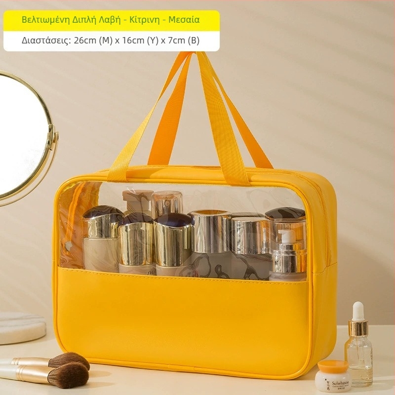 Διαφανής πολυλειτουργική τσάντα μακιγιάζ με λογότυπο, μεγάλη χωρητικότητα, εξαιρετικά ελαφριά, PVC υλικό, φερμουάρ