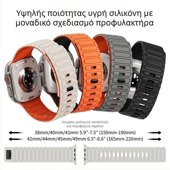 Σιλικονούχο μαγνητικό λουράκι Apple Watch 22mm, συμβατό με Series 9/10/Ultra, μινιμαλιστικός σχεδιασμός