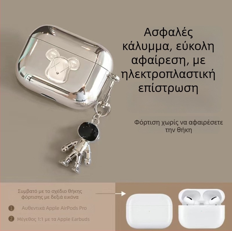 Θήκη AirPods Pro – με θέμα αρκούδα, ζωγραφισμένος σχεδιασμός, TPU περίβλημα με ηλεκτροχρωμία, προσαρμοστικό στυλ καρτούν