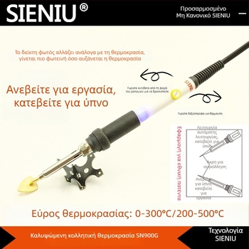 SIENIU 60W ρυθμιζόμενος θερμοκρασιας στυλό-σίδερο με πλαστικό χειριστήριο για συγκόλληση, πυρογραφία, χαρακτική και μεταφορά θερμότητας