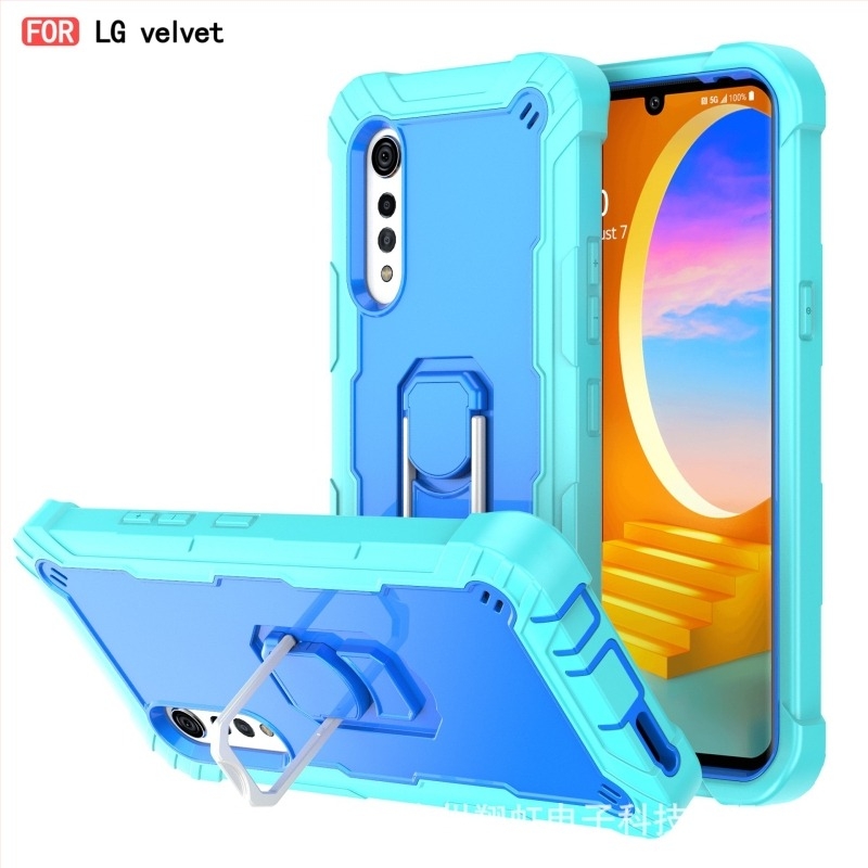 Θήκη κινητού σιλικόνης για LG Velvet/Velvet 5G, ανθεκτική στους κραδασμούς, ενσωματωμένο μεταλλικό στήριγμα και απαγωγή θερμότητας