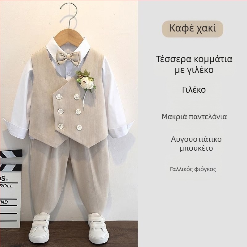 Σετ κοστουμιού για αγόρια, αγγλικού στυλ, για γάμους και ερμηνείες πιάνου, 70% πολυεστέρας, για ηλικίες 3–8 ετών