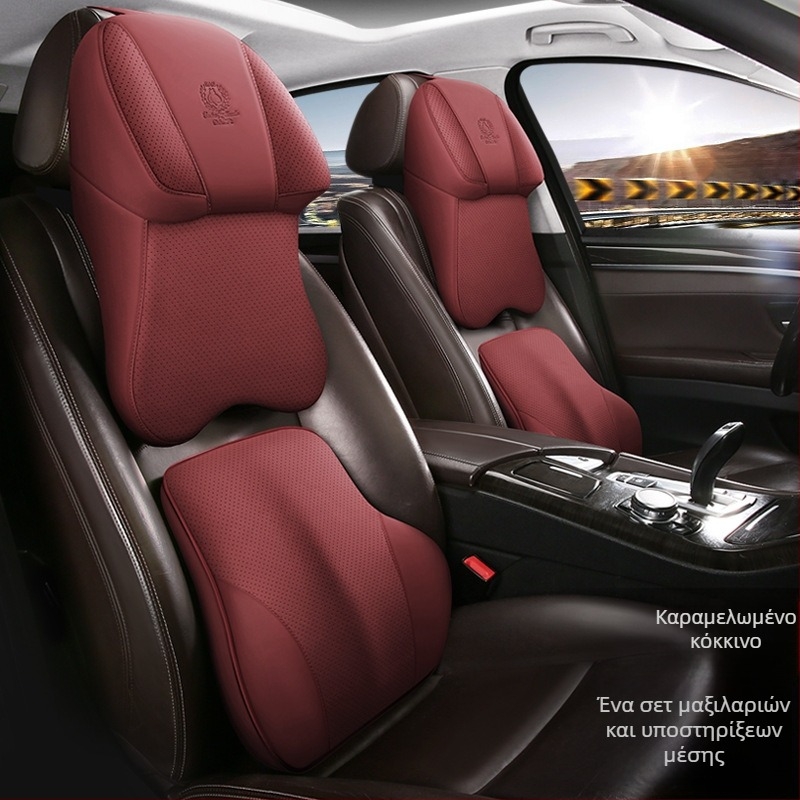 Μαξιλάρι λαιμού αυτοκινήτου με μνήμη αφρού και κάλυμμα από τεχνητό δέρμα | καθολική συμβατότητα με οχήματα, απλό στυλ, χρήση σε όλες τις εποχές