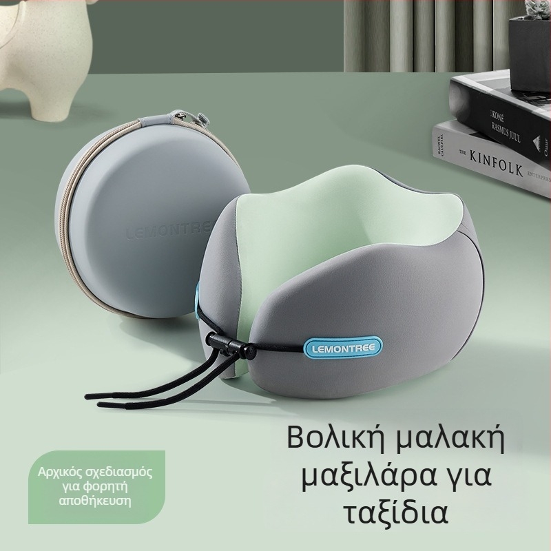 Μαξιλάρι λαιμού U-σχήματος με αφρό μνήμης για ταξίδια – φορητή στήριξη αυχένα για αεροπλάνο και αυτοκίνητο, με πολυεστερικό κάλυμμα