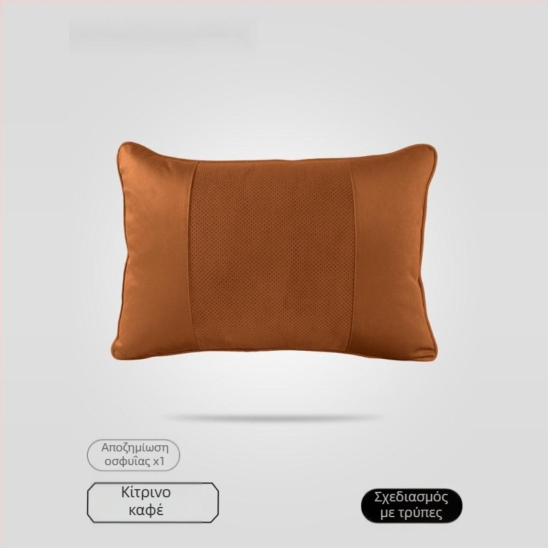 Αυτοκινητικό μαξιλαράκι κεφαλής με γέμισμα Dupont bio-fleece, επένδυση από σουέτ, γεωμετρικό μοτίβο, στήριξη οσφυϊκή, για όλες τις εποχές, απλό στυλ