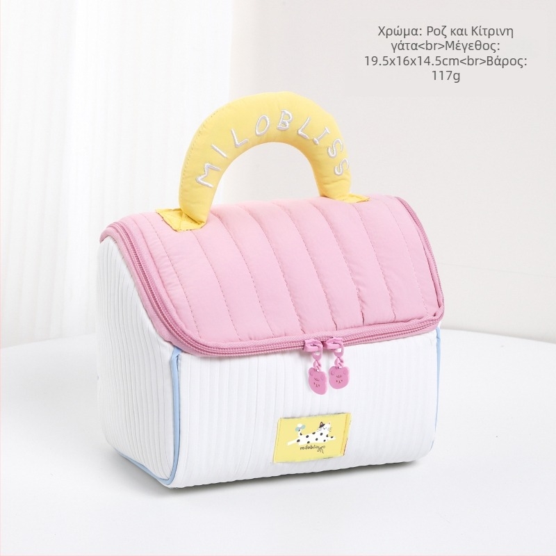 Τσαντάκι μακιγιάζ με γλυκό σχέδιο μικρού σπιτιού, πολυεστέρας, μοτίβο anime, χωρίς επένδυση, μονωμένο, πτυσσόμενο (Πολυεστέρας; Μοτίβο anime; Χωρίς επένδυση; Μονωμένο; Πτυσσόμενο)