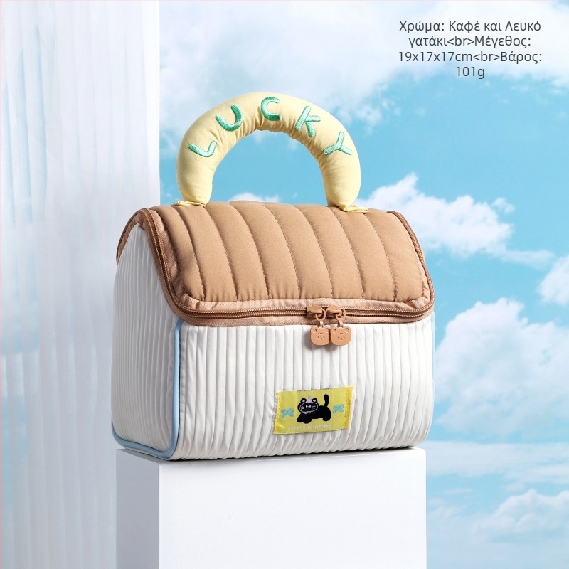 Τσαντάκι μακιγιάζ με γλυκό σχέδιο μικρού σπιτιού, πολυεστέρας, μοτίβο anime, χωρίς επένδυση, μονωμένο, πτυσσόμενο (Πολυεστέρας; Μοτίβο anime; Χωρίς επένδυση; Μονωμένο; Πτυσσόμενο)