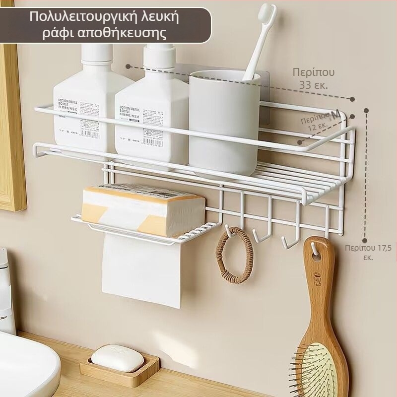 Χωρίς διάτρηση: Τριγωνικό γωνιακό ράφι μπάνιου, τοίχου, σφυρηλατό σίδερο, πολλαπλών επιπέδων αποθήκευση