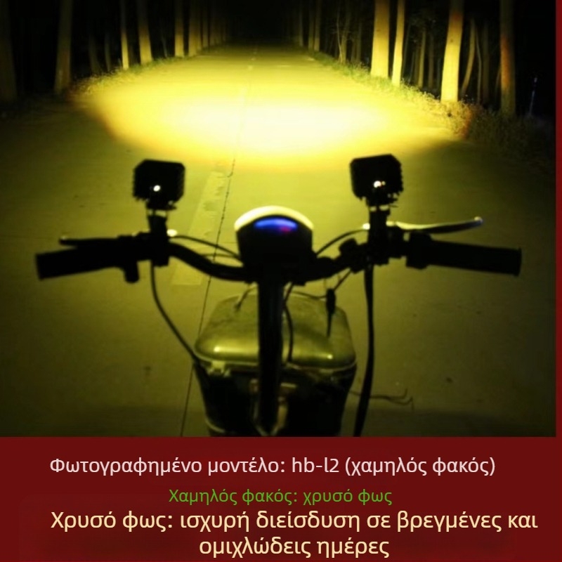 Εξωτερικός LED προβολέας για ηλεκτρικό μοτοποδήλατο - εξωτερική εγκατάσταση, 25W, τάση 12-80V, LED πηγή, μοντέλο JGY-HBL2, αδιάβροχος