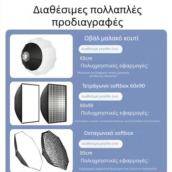 Επαγγελματικό φωτιστικό φωτογράφισης με κεφαλή Baorongkou, διπλή θερμοκρασία φωτισμού, μη μεταβλητή φωτεινότητα