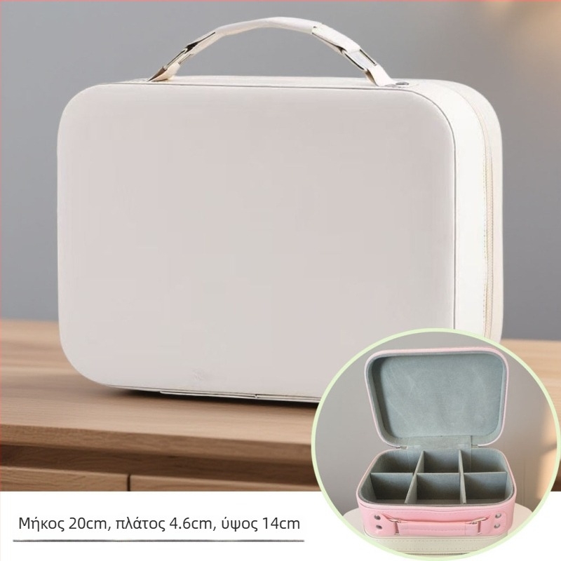 Τσαντάκι μακιγιάζ από PU, αδιάβροχο, φορητό, με επεκτειόμενη χωρητικότητα, κλείσιμο με φερμουάρ