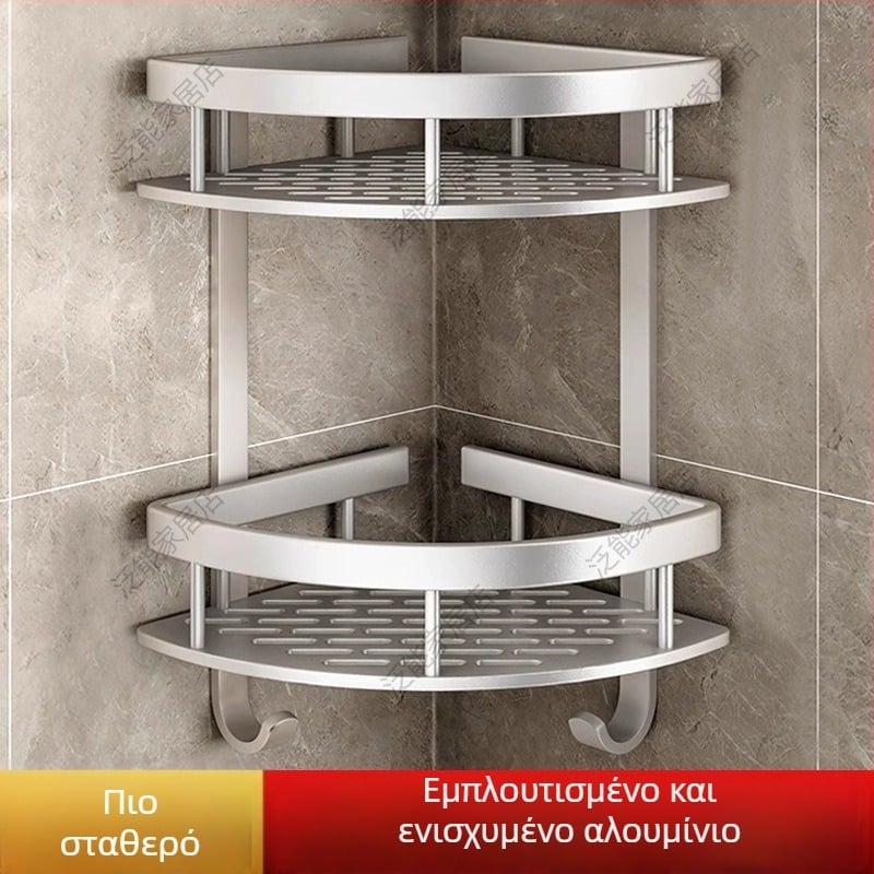 Space Aluminum γωνιακό τρίγωνικό καλάθι τοίχου μπάνιου με τρία επίπεδα
