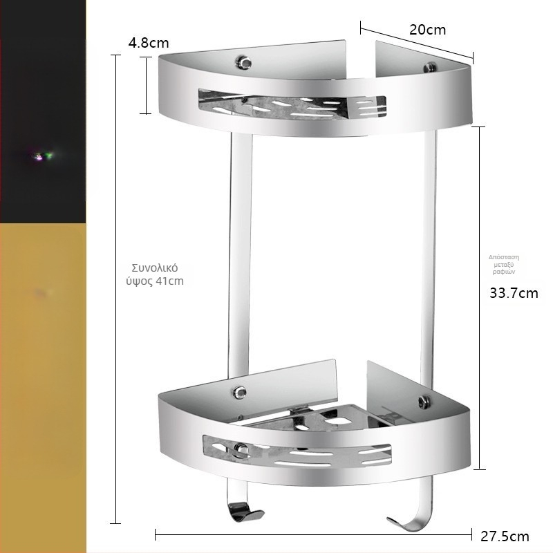 Επιτοίχιο ράφι γωνίας μπάνιου για τουαλέτα, ανοξείδωτο ατσάλι, φόρτωση 30 kg, μοντέλο A01, φινίρισμα καθρέφτης γυαλιστερό
