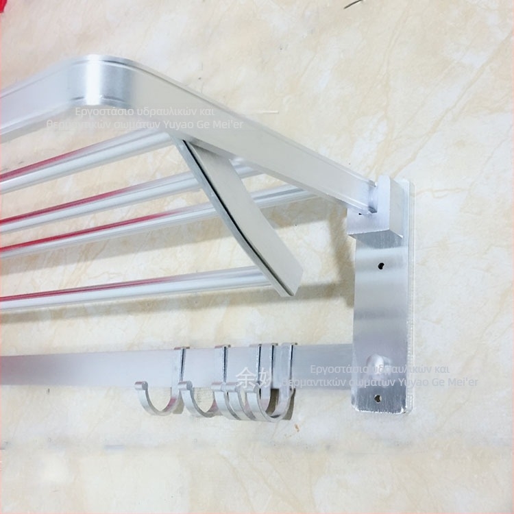 Αναδιπλόμενη βάση για πετσέτες με δύο επίπεδα, από κράμα αλουμινίου, ανοδιωμένη επιφάνεια, αντοχή 15 kg, μοντέρνος μινιμαλιστικός σχεδιασμός