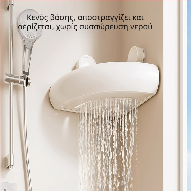 Τριγωνικός τοίχος-μονταρισμένος αποθηκευτικός ράφι μπάνιου με βεντούζες, Space αλουμίνιο, φόρτωση 1–5 kg