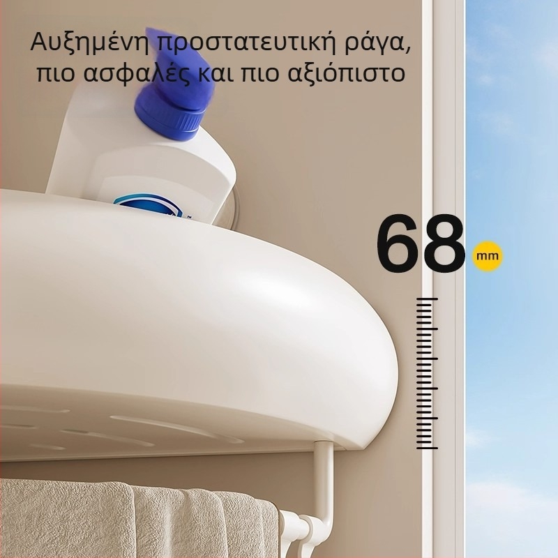 Τριγωνικός τοίχος-μονταρισμένος αποθηκευτικός ράφι μπάνιου με βεντούζες, Space αλουμίνιο, φόρτωση 1–5 kg