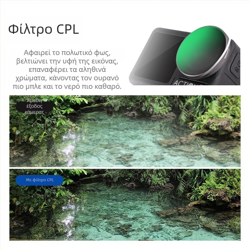 Σετ φίλτρων για DJI Action 5 Pro/6/4: CPL γυάλινο φίλτρο, NDUV φίλτρο, γρήγορη απελευθέρωση με μαγνητικό προστατευτικό φακού