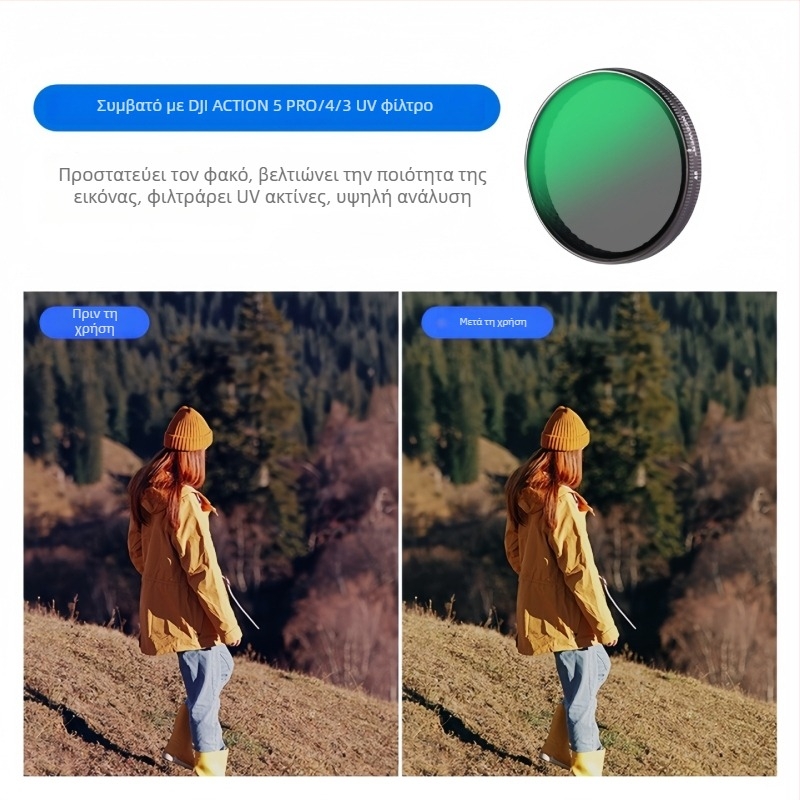 Σετ φίλτρων για DJI Action 5 Pro/6/4: CPL γυάλινο φίλτρο, NDUV φίλτρο, γρήγορη απελευθέρωση με μαγνητικό προστατευτικό φακού