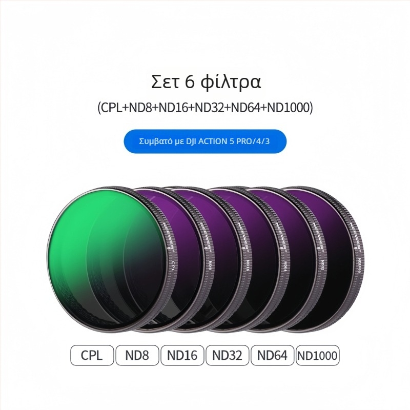 Σετ φίλτρων για DJI Action 5 Pro/6/4: CPL γυάλινο φίλτρο, NDUV φίλτρο, γρήγορη απελευθέρωση με μαγνητικό προστατευτικό φακού