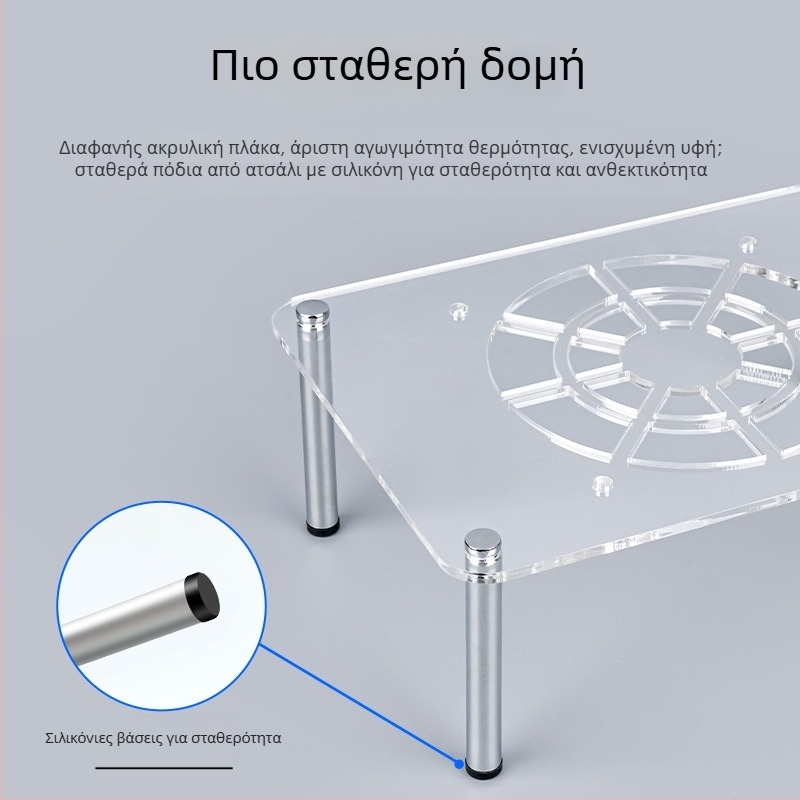 Βάση Ψύξης για Ρούτερ και Μόντεμ | ABS Υλικό | 2 Θερμοσωλήνες | 2 Θύρες USB | Αερόψύξη | Αθόρυβος Σχεδιασμός