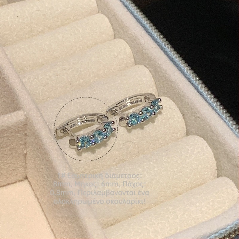 Σκουλαρίκια από τιτάνιο ατσάλι με ζιρκόνια, ευθύς κρίκος, γεωμετρικός σχεδιασμός, unisex