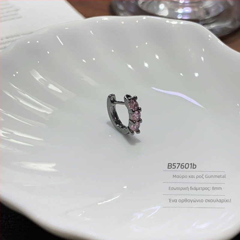 Σκουλαρίκια από τιτάνιο ατσάλι με ζιρκόνια, ευθύς κρίκος, γεωμετρικός σχεδιασμός, unisex