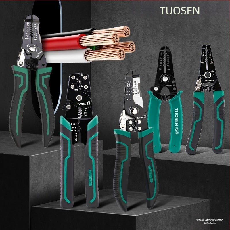 Tuosen πένσες απογύμνωσης καλωδίων — πολυλειτουργικό εργαλείο για απογύμνωση αγωγών, κράτηση και άνοιγμα καλωδίων