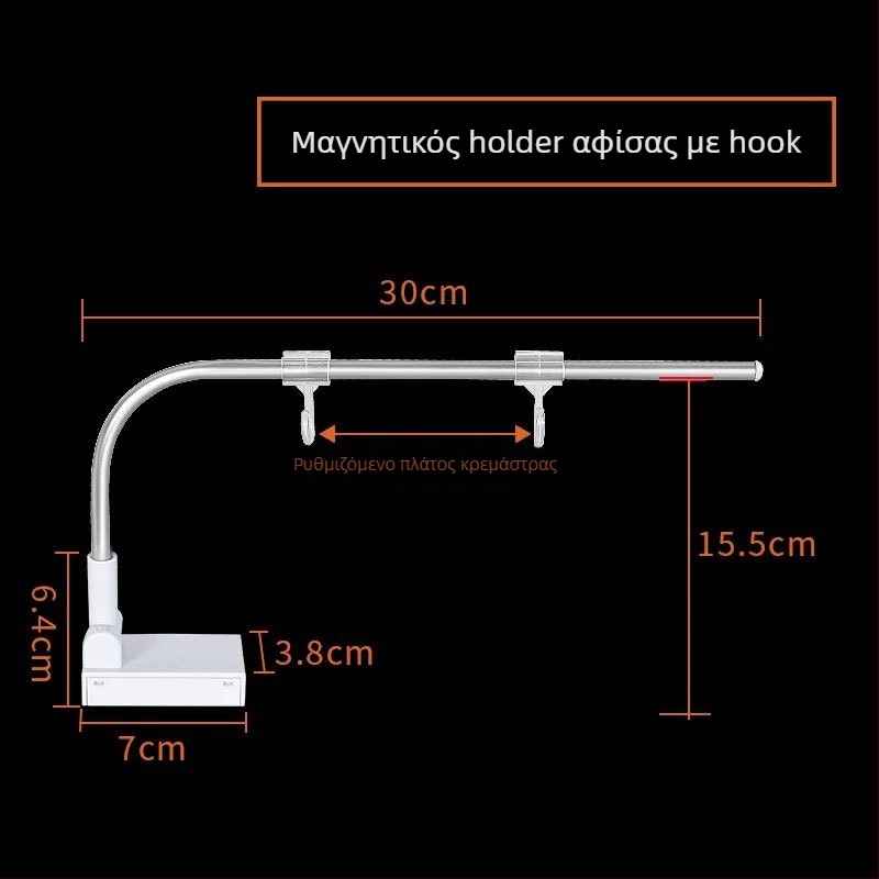 Ανοξείδωτος μεταλλικός επιτραπέζιος στηρίγμα πόστερ με τηλεσκοπικό L-σχήμα και κλιπ KT board για σούπερ μάρκετ
