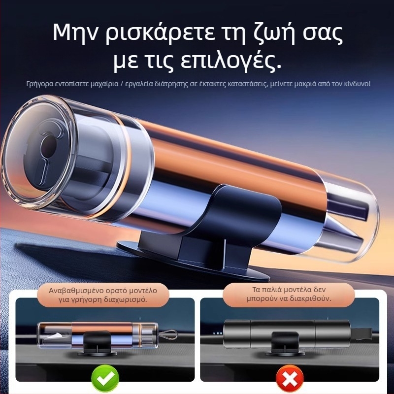 Εργαλείο έκτακτης ανάγκης αυτοκινήτου: σφυρί ασφαλείας για θραύση τζαμιού, μαχαίρι 3-σε-1, φορητό με προσωρινό σήμα στάθμευσης, PVC