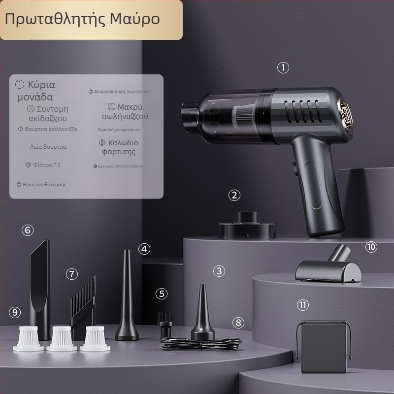 Φορητός καθαριστής αυτοκινήτων με ισχυρή αναρρόφηση, ασύρματος, κατάλληλος για αυτοκίνητο και σπίτι (90W, 20000Pa, επαναφορτιζόμενος)