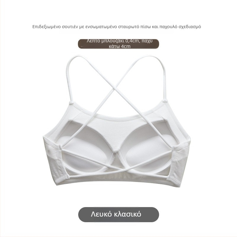 Wrap τοπ σουτιέν/Tube top, βισκόζη ριβέ ύφανση, 3/4 φλυτζάνια, μεσαίου μεγέθους καλούπες, συγκέντρωση, διαπνοή, σέξι ανοιχτή πλάτη