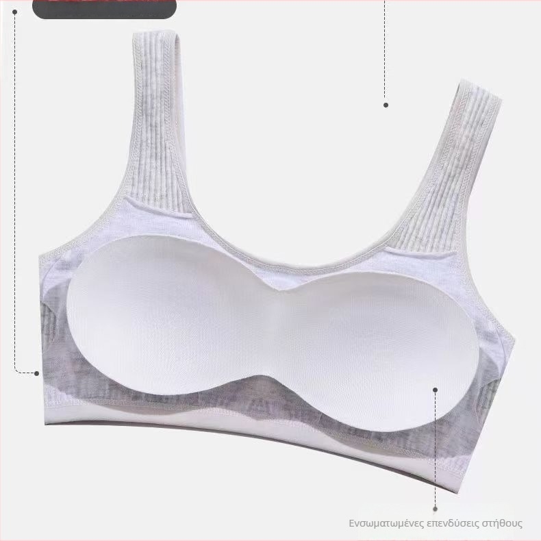 Βαμβαρούχο κορσέ-τόπ στήθους, πλήρες κύπελλο, ultra-thin molded cups, στυλ γιλέκο, διαπνέει και άνετο για κορίτσια 7–12 ετών