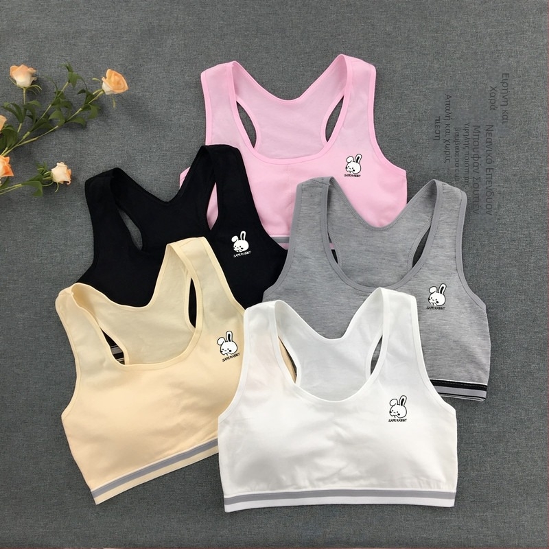 Βαμβακερό chest wrap γιλέκο για κορίτσια, χωρίς τιράντες, σχέδιο καρτούν, λεπτός τύπος cup, 13–18 ετών