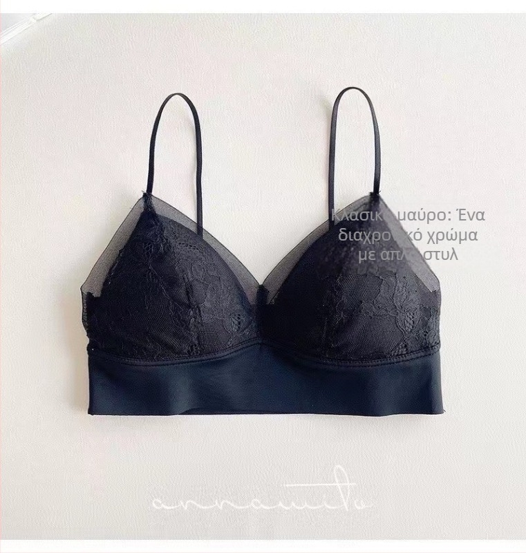 Σουτιέν με δαντελέν διχτυωτό ύφασμα, ασύρματο, χωρίς ραφές, 3/4 κάλυμμα, υπερλεπτό καλούπι, σταθερές διπλές τιράντες
