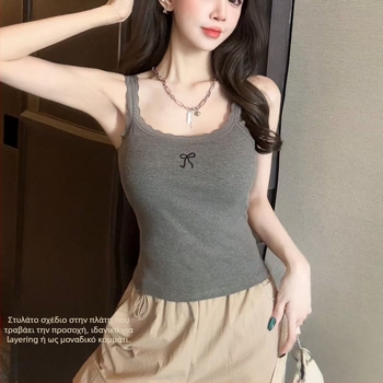 Τop Camisole καλοκαιρινό - Sling & Princess Style, Slim Fit, Chenille ύφασμα, Spandex 30–50%, Διπλοί ιμάντες, Μέτρια ελαστικότητα