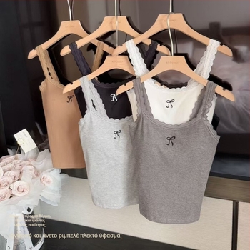 Τop Camisole καλοκαιρινό - Sling & Princess Style, Slim Fit, Chenille ύφασμα, Spandex 30–50%, Διπλοί ιμάντες, Μέτρια ελαστικότητα