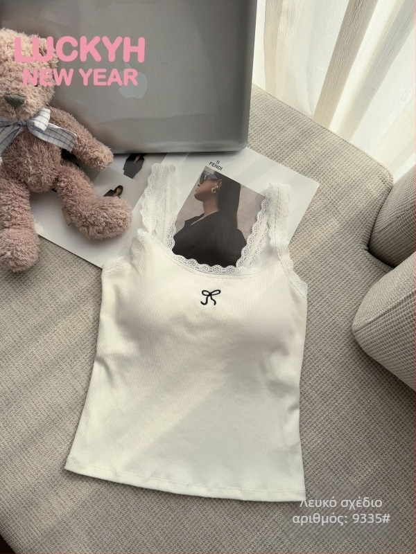 Τop Camisole καλοκαιρινό - Sling & Princess Style, Slim Fit, Chenille ύφασμα, Spandex 30–50%, Διπλοί ιμάντες, Μέτρια ελαστικότητα