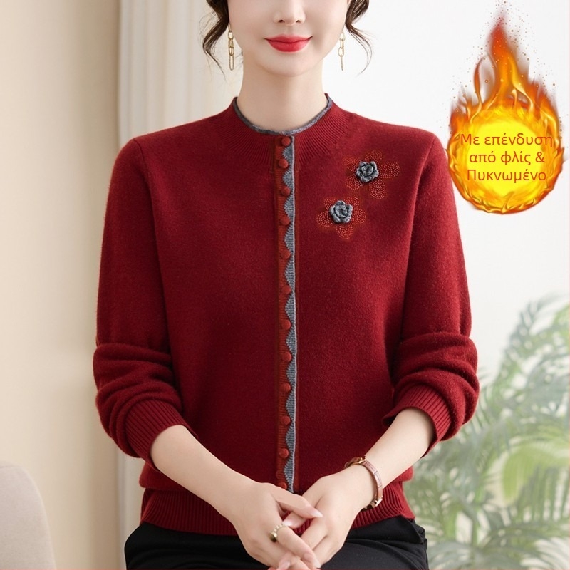 Γυναικείος χειμερινός πουλόβερ με επένδυση φλίς, κουκούλα, μακριά μανίκια, στρογγυλός λαιμός, 90–95% πολυεστέρας