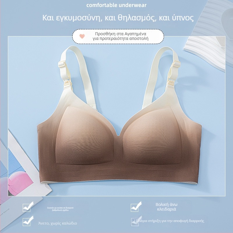 Σουτιέν θηλασμού με λεπτές φόρμες, νάιλον κύριο ύφασμα, επένδυση ελαστάν 30–50%, χωρίς μεταλλικό σύρμα