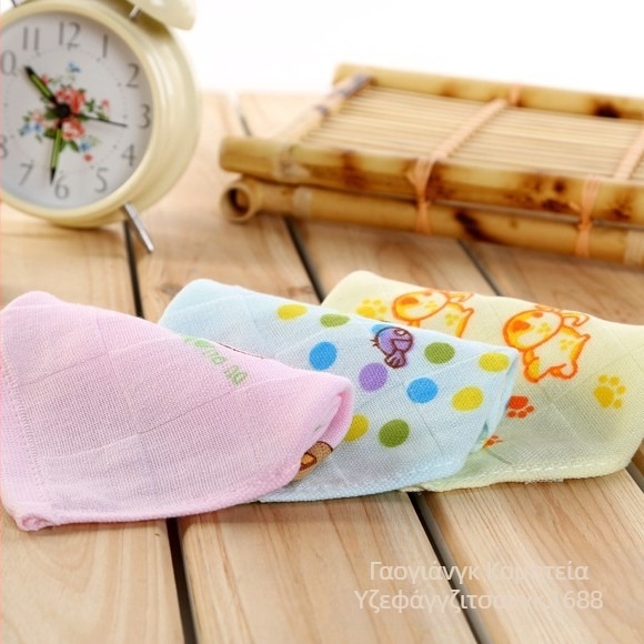 Παιδική πετσέτα προσώπου από διπλό στρώμα γάζας, τετράγωνη με καρό σχέδιο, 100% βαμβάκι, 25 g