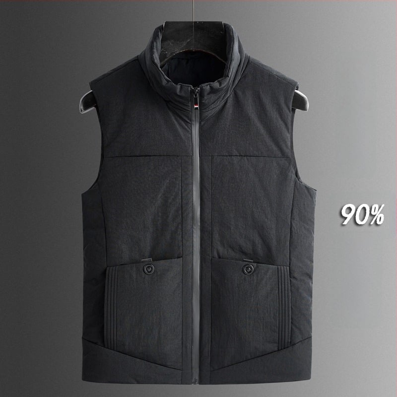 Ανδρικό γιλέκο με κουκούλα από πούπουλα, ιαπωνικού ρετρό στυλ cardigan, στενή γραμμή, στάσιμος γιακά, φερμουάρ