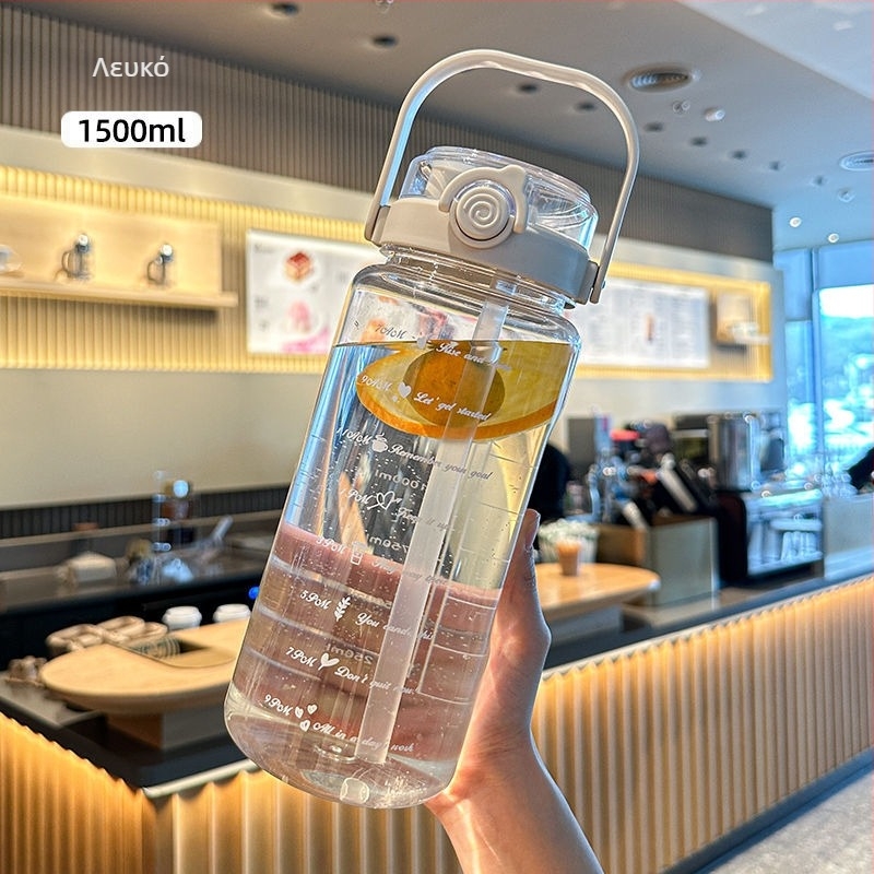 Μοναδικό ποτήρι πολυκαρβονάτης σε κορεατικό στυλ με καλαμάκι, μεγάλη χωρητικότητα, φορητό, ανθεκτικό στην πτώση και υψηλές θερμοκρασίες