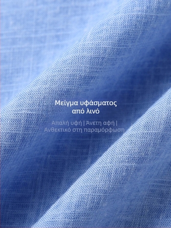 Γυναικεία λινή πουκάμισο με V-λαιμό, μακριά μανίκια, χωρίς κουμπιά, στυλ πουλόβερ, άνοιξη 2025